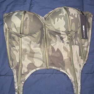 Fashion Nova Green Camouflage Bustier